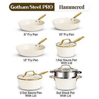 Gotham Steel PRO Natural Hammered Collection 10-Piece Nonstick Cookware Set