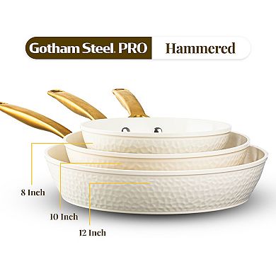 Gotham Steel Natural Hammered Collection Pro 3-pc. Nonstick Frying Pan Set