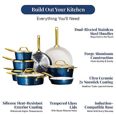 Gotham Steel Natural Hammered Collection Pro 20-pc. Nonstick Cookware Set
