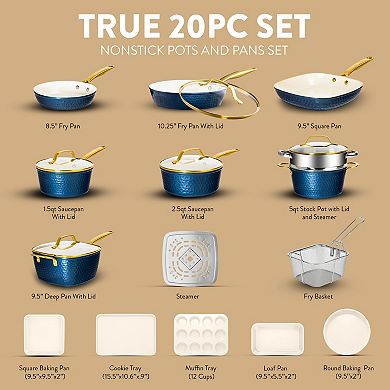 Gotham Steel Natural Hammered Collection Pro 20-pc. Nonstick Cookware Set