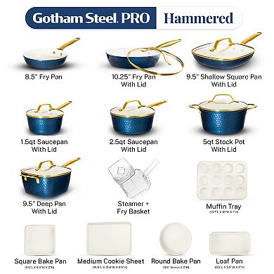 Gotham Steel Natural Hammered Collection Pro 20-pc. Nonstick Cookware Set