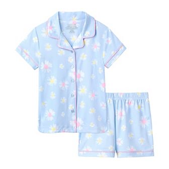 Girls 4-12 Cuddl Duds® Short Sleeve Print Pajama Top & Pajama Shorts Set