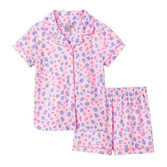 Girls 4-12 Cuddl Duds® Short Sleeve Print Pajama Top & Pajama Shorts Set