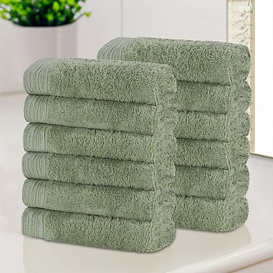 SUPERIOR 12 pc Eco-Friendly Solid Face Towel Washcloth Set