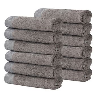 SUPERIOR 12 pc Eco-Friendly Solid Face Towel Washcloth Set