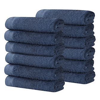 SUPERIOR 12 pc Eco-Friendly Solid Face Towel Washcloth Set