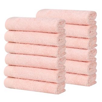 SUPERIOR 12 pc Eco-Friendly Solid Face Towel Washcloth Set