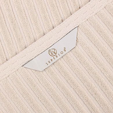 SUPERIOR 2 pc Soho Ribbed Textured Cotton Ultra-Absorbent Bath Towel Set