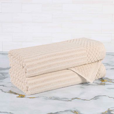 SUPERIOR 2 pc Soho Ribbed Textured Cotton Ultra-Absorbent Bath Towel Set