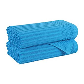 SUPERIOR 2 pc Soho Ribbed Textured Cotton Ultra-Absorbent Bath Towel Set