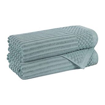 SUPERIOR 2 pc Soho Ribbed Textured Cotton Ultra-Absorbent Bath Towel Set