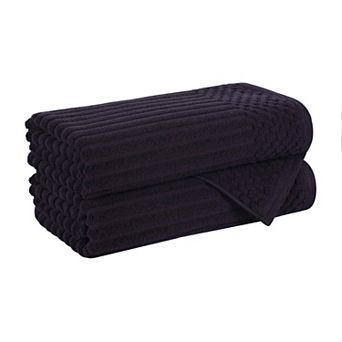 SUPERIOR 2 pc Soho Ribbed Textured Cotton Ultra-Absorbent Bath Towel Set