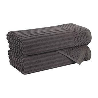 SUPERIOR 2 pc Soho Ribbed Textured Cotton Ultra-Absorbent Bath Towel Set