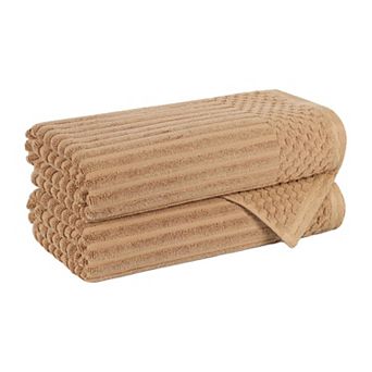 SUPERIOR 2 pc Soho Ribbed Textured Cotton Ultra-Absorbent Bath Towel Set