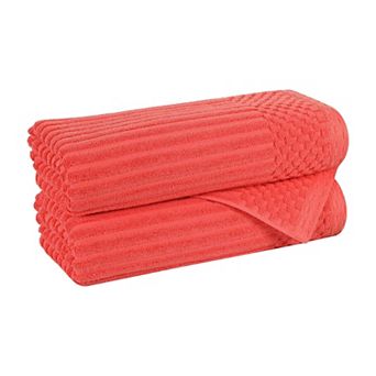 SUPERIOR 2 pc Soho Ribbed Textured Cotton Ultra-Absorbent Bath Towel Set