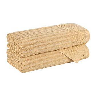 SUPERIOR 2 pc Soho Ribbed Textured Cotton Ultra-Absorbent Bath Towel Set