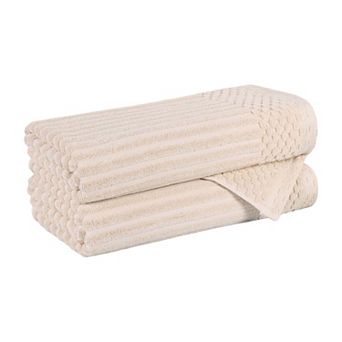 SUPERIOR 2 pc Soho Ribbed Textured Cotton Ultra-Absorbent Bath Towel Set