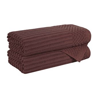 SUPERIOR 2 pc Soho Ribbed Textured Cotton Ultra-Absorbent Bath Towel Set