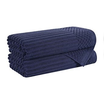SUPERIOR 2 pc Soho Ribbed Textured Cotton Ultra-Absorbent Bath Towel Set