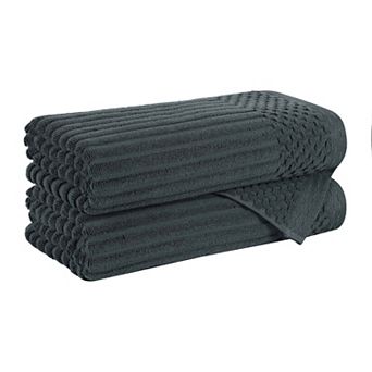 SUPERIOR 2 pc Soho Ribbed Textured Cotton Ultra-Absorbent Bath Towel Set