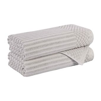 SUPERIOR 2 pc Soho Ribbed Textured Cotton Ultra-Absorbent Bath Towel Set
