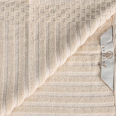 SUPERIOR 4 pc Soho Ribbed Textured Cotton Ultra-Absorbent Bath Towel Set