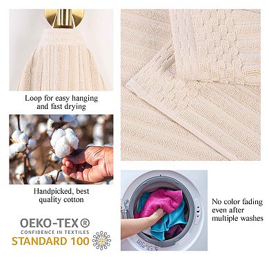 SUPERIOR 4 pc Soho Ribbed Textured Cotton Ultra-Absorbent Bath Towel Set