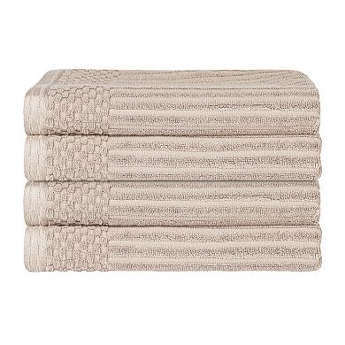 SUPERIOR 4 pc Soho Ribbed Textured Cotton Ultra-Absorbent Bath Towel Set