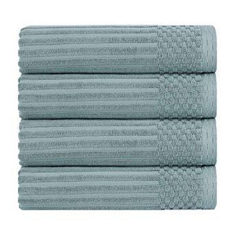 SUPERIOR 4 pc Soho Ribbed Textured Cotton Ultra-Absorbent Bath Towel Set