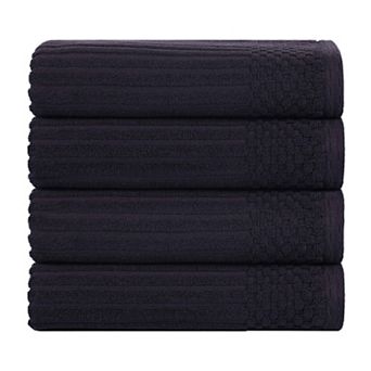 SUPERIOR 4 pc Soho Ribbed Textured Cotton Ultra-Absorbent Bath Towel Set