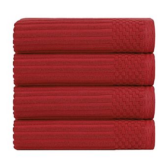 SUPERIOR 4 pc Soho Ribbed Textured Cotton Ultra-Absorbent Bath Towel Set