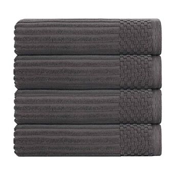 SUPERIOR 4 pc Soho Ribbed Textured Cotton Ultra-Absorbent Bath Towel Set
