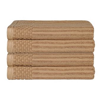 SUPERIOR 4 pc Soho Ribbed Textured Cotton Ultra-Absorbent Bath Towel Set