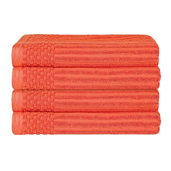 SUPERIOR 4 pc Soho Ribbed Textured Cotton Ultra-Absorbent Bath Towel Set