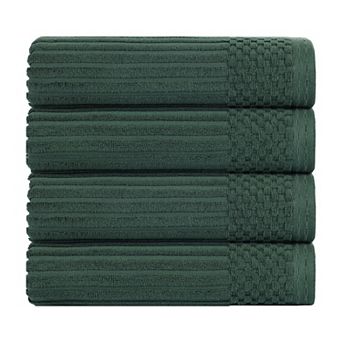 SUPERIOR 4 pc Soho Ribbed Textured Cotton Ultra-Absorbent Bath Towel Set