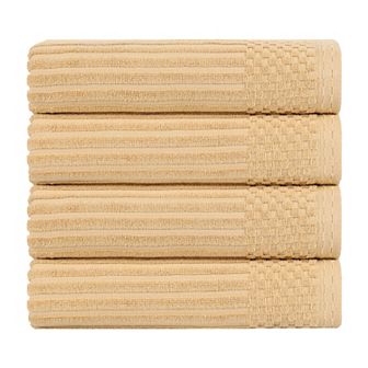 SUPERIOR 4 pc Soho Ribbed Textured Cotton Ultra-Absorbent Bath Towel Set