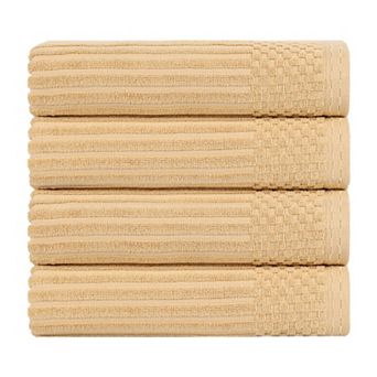 SUPERIOR 4 pc Soho Ribbed Textured Cotton Ultra-Absorbent Bath Towel Set