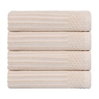 SUPERIOR 4 pc Soho Ribbed Textured Cotton Ultra-Absorbent Bath Towel Set
