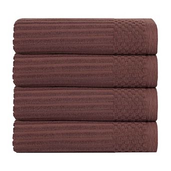 SUPERIOR 4 pc Soho Ribbed Textured Cotton Ultra-Absorbent Bath Towel Set