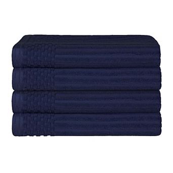 SUPERIOR 4 pc Soho Ribbed Textured Cotton Ultra-Absorbent Bath Towel Set