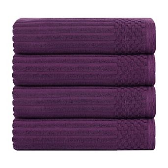 SUPERIOR 4 pc Soho Ribbed Textured Cotton Ultra-Absorbent Bath Towel Set