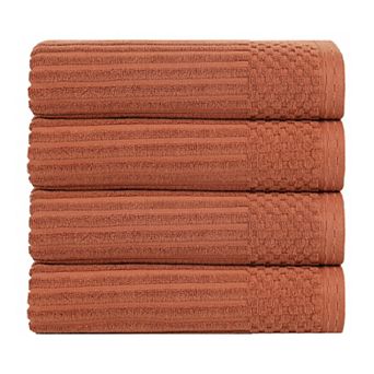 SUPERIOR 4 pc Soho Ribbed Textured Cotton Ultra-Absorbent Bath Towel Set
