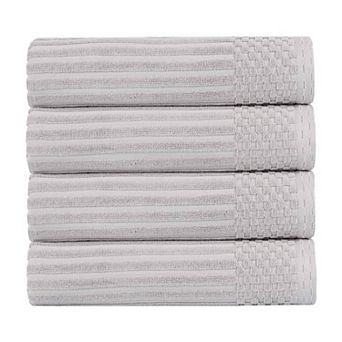 SUPERIOR 4 pc Soho Ribbed Textured Cotton Ultra-Absorbent Bath Towel Set