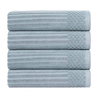 SUPERIOR 4 pc Soho Ribbed Textured Cotton Ultra-Absorbent Bath Towel Set