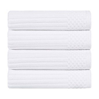 SUPERIOR 4 pc Soho Ribbed Textured Cotton Ultra-Absorbent Bath Towel Set