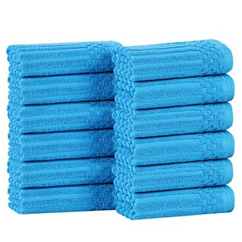 SUPERIOR 12 pc Soho Ribbed Textured Cotton Ultra-Absorbent Washcloths Set