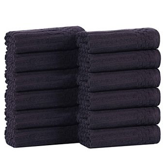 SUPERIOR 12 pc Soho Ribbed Textured Cotton Ultra-Absorbent Washcloths Set