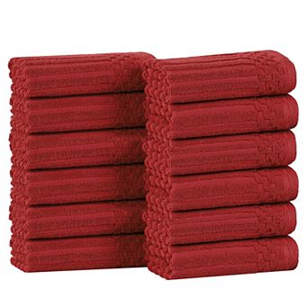SUPERIOR 12 pc Soho Ribbed Textured Cotton Ultra-Absorbent Washcloths Set
