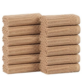 SUPERIOR 12 pc Soho Ribbed Textured Cotton Ultra-Absorbent Washcloths Set