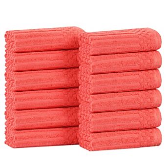SUPERIOR 12 pc Soho Ribbed Textured Cotton Ultra-Absorbent Washcloths Set